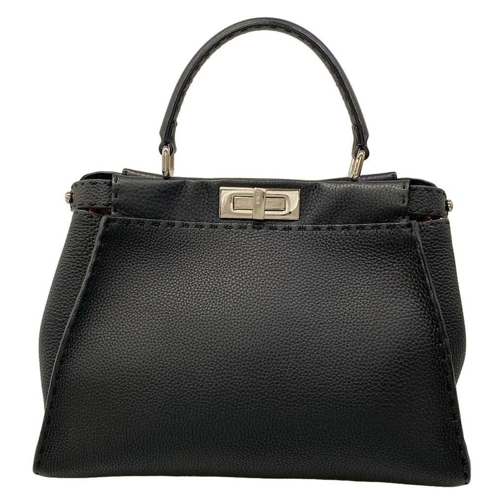 Fendi Handbag Peekaboo Iconic Selleria Black Leather