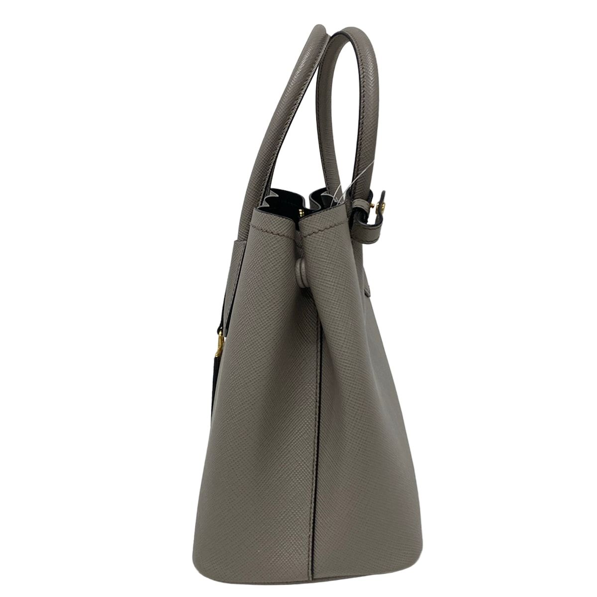 Prada Handbag Double Bag Gray Beige Leather — view 4