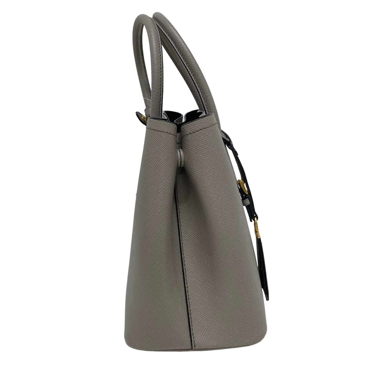Prada Handbag Double Bag Gray Beige Leather — view 2