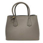 Prada Handbag Double Bag Gray Beige Leather — view 3