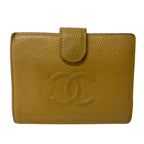 Chanel 2 Folding Wallet Light Brown Gold Kiss Lock