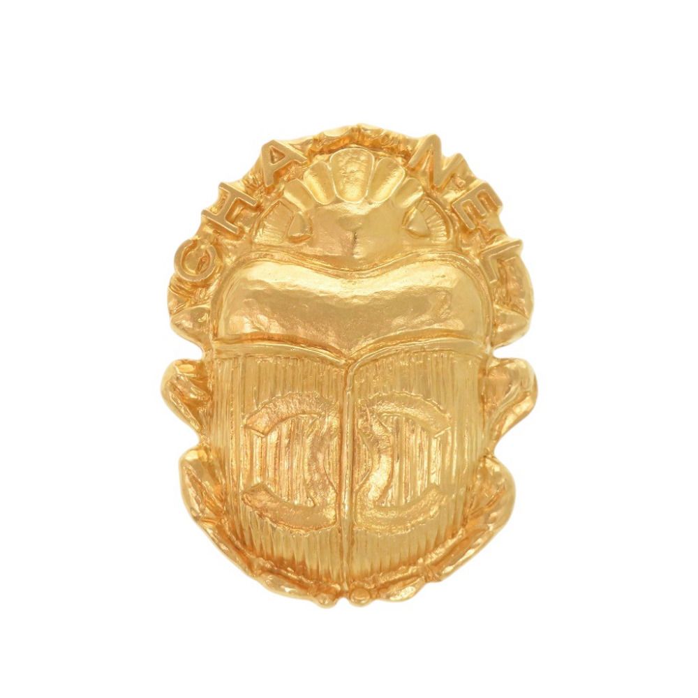 Chanel Scarab Motif CC Logo Metal Gold Brooch