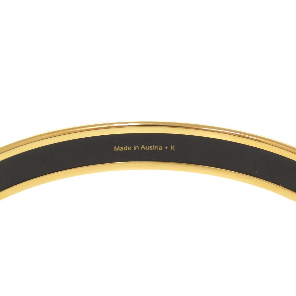 Hermes Enamel PM Metal Gold Orange Bangle Bracelet — view 5