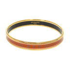 Hermes Enamel PM Metal Gold Orange Bangle Bracelet