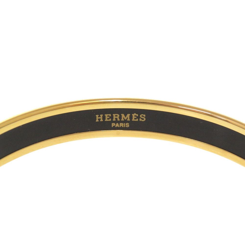 Hermes Enamel PM Metal Gold Orange Bangle Bracelet — view 4
