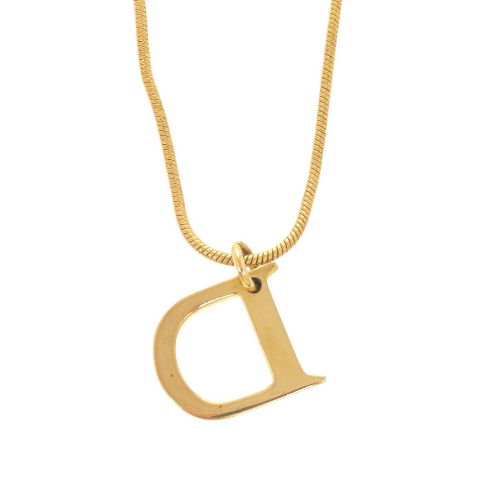 Dior D Logo Metal Gold Necklace — view 2