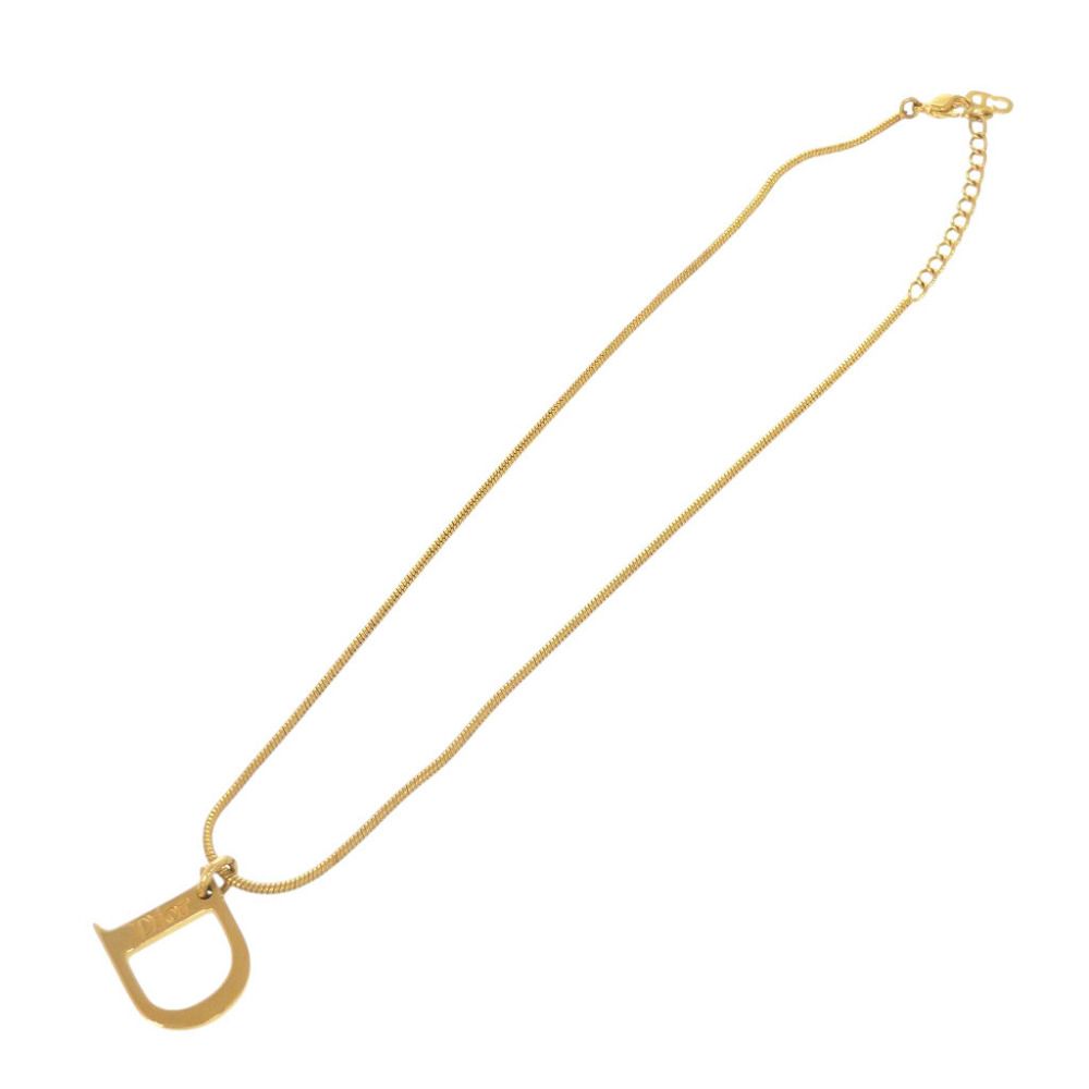 Dior D Logo Metal Gold Necklace — view 3