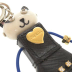 Prada Cat Robot Saffiano Leather Metal Black White Key Holder Charm — view 3