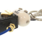 Prada Cat Robot Saffiano Leather Metal Black White Key Holder Charm — view 8