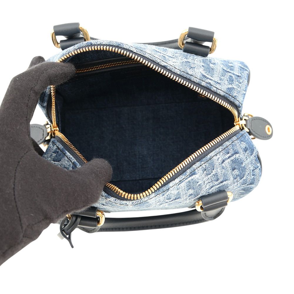 Dior Handbag Groove 20 Oblique Small Denim Leather 2-Way Shoulder Trotter — view 6