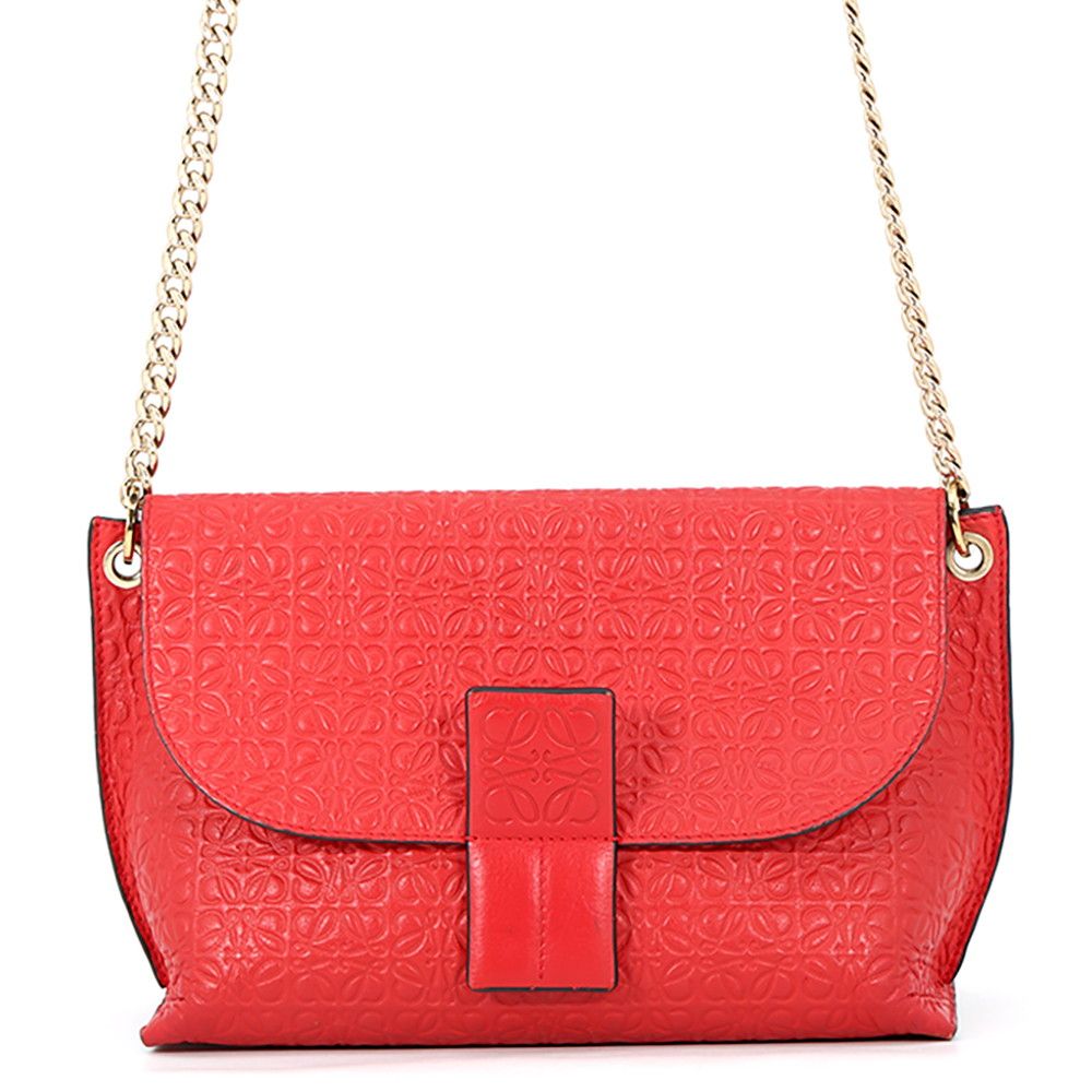 Loewe Chain Shoulder Bag Avenue Anagram Leather