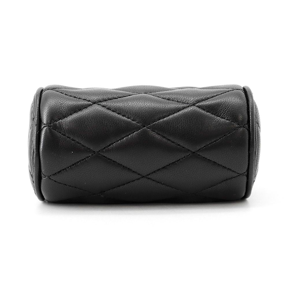 Saint Laurent Paris Chain Shoulder Bag Micro Saddle Tube Lambskin Aaaju Black — view 3
