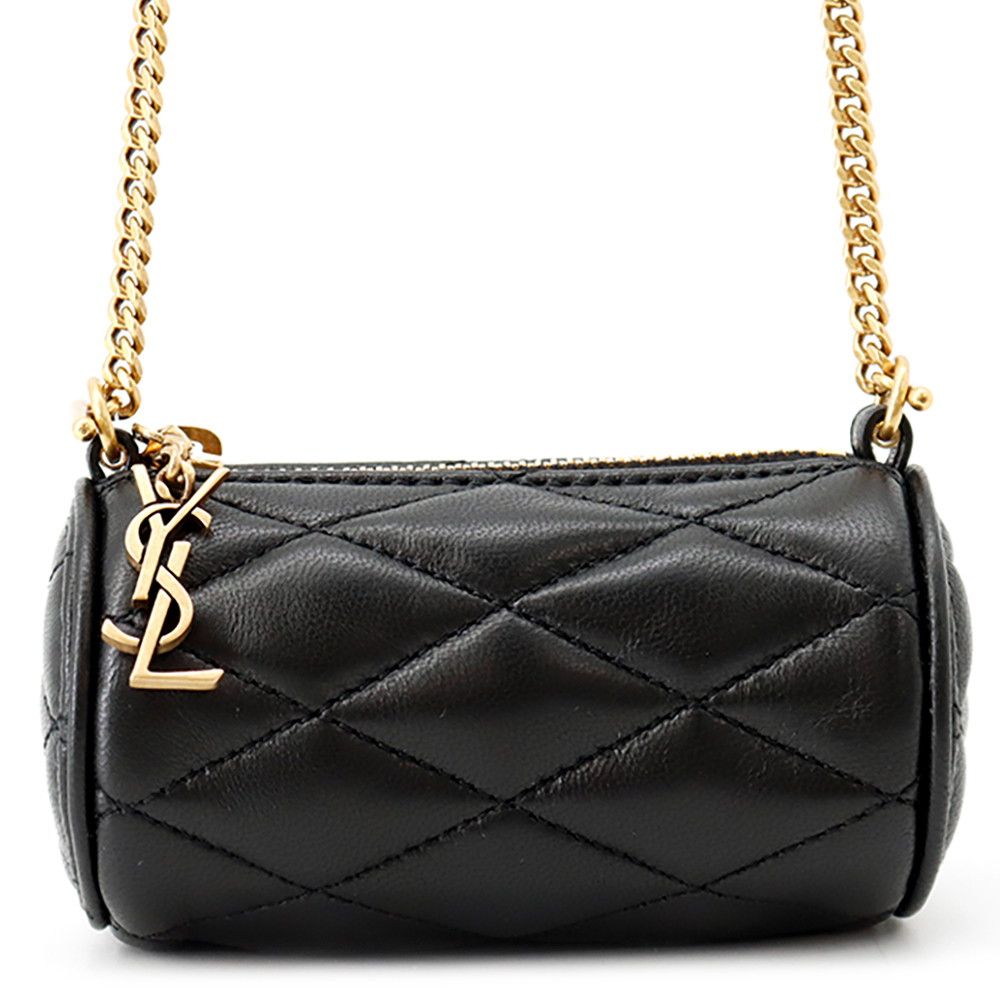 Saint Laurent Paris Chain Shoulder Bag Micro Saddle Tube Lambskin Aaaju Black