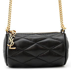 Saint Laurent Paris Chain Shoulder Bag Micro Saddle Tube Lambskin Aaaju Black