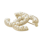 Chanel Brooch CC Logo Rhinestone Faux Pearl Metal — view 2