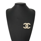 Chanel Brooch CC Logo Rhinestone Faux Pearl Metal — view 4