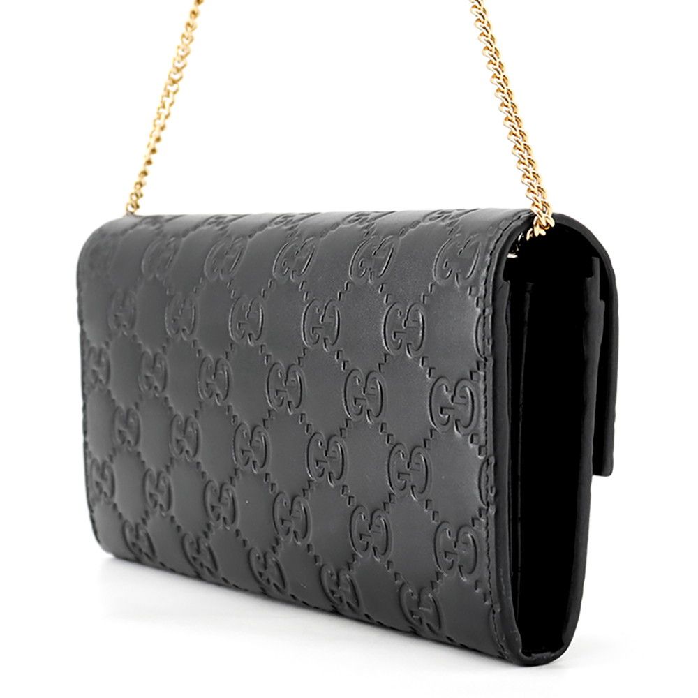 Gucci Chain Wallet Guccissima Leather Black Shoulder — view 2