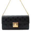 Gucci Chain Wallet Guccissima Leather Black Shoulder
