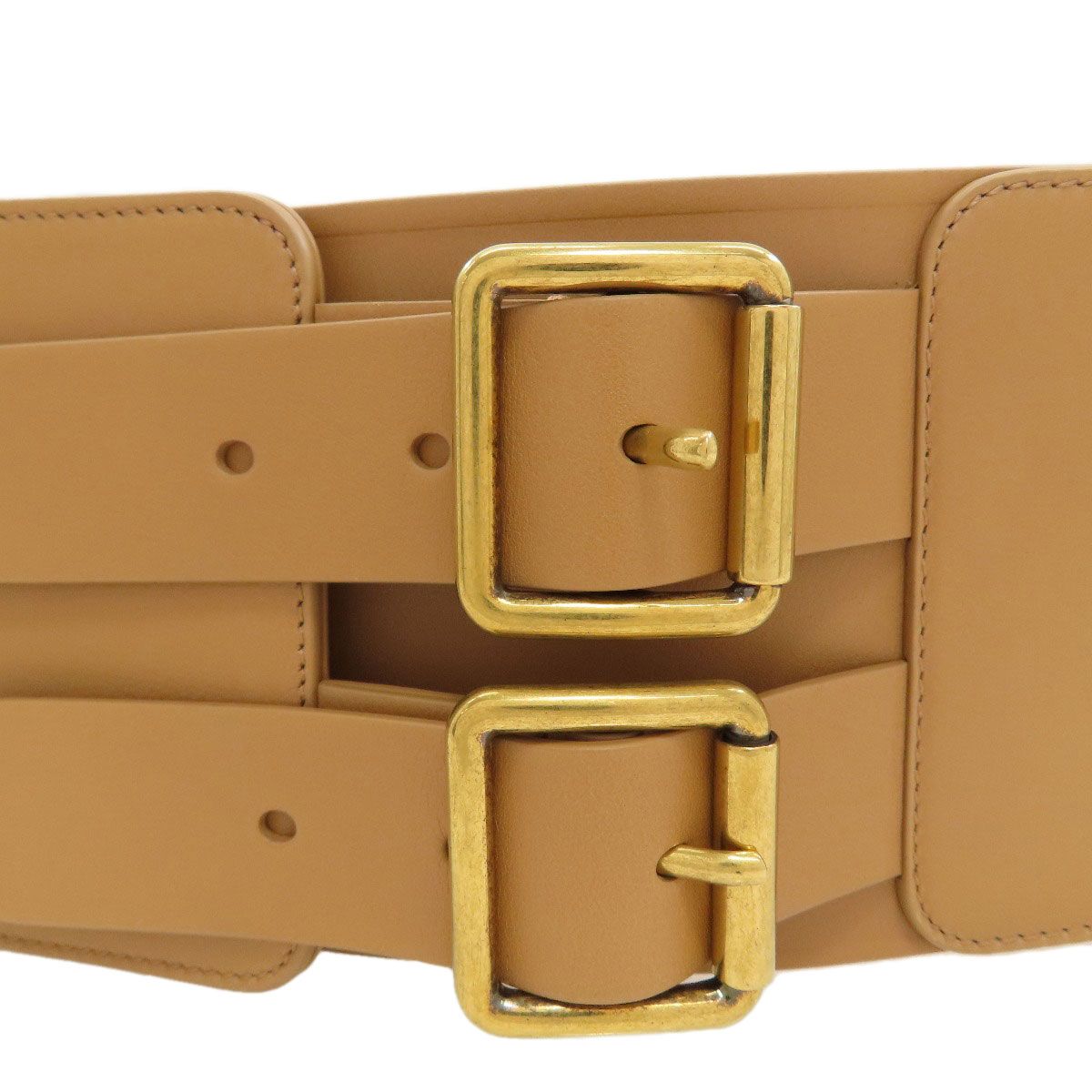 Dior Maxi Double Gold Buckle Belt Leather — view 4