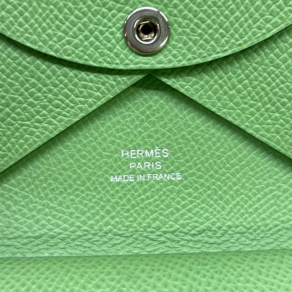 Hermes Coin Case Calvi Duo Vert Cricket — view 5