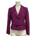 Chanel Jacket 36 S Purple Tweed Sequin Border Coco Button Cotton
