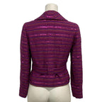 Chanel Jacket 36 S Purple Tweed Sequin Border Coco Button Cotton — view 2