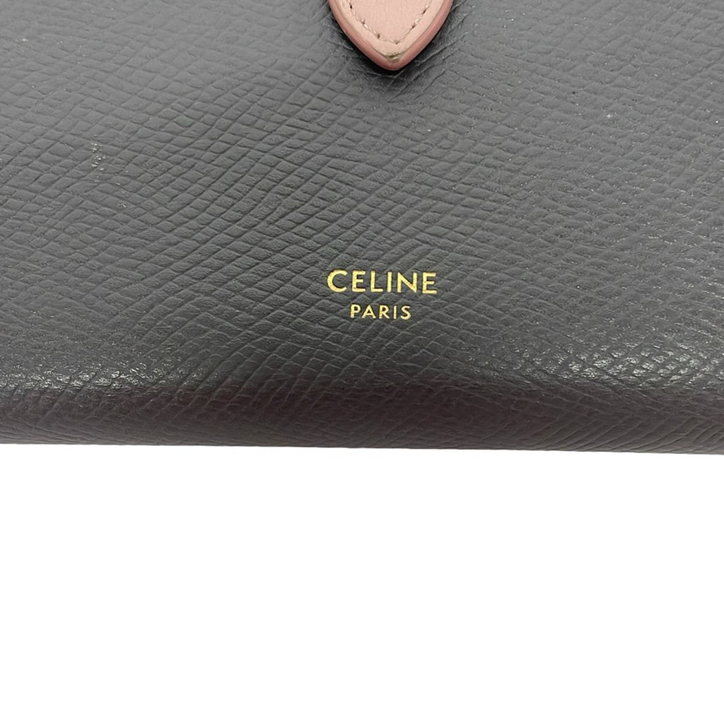 Celine 2 Folding Wallet Grey Light Pink Leather — view 5