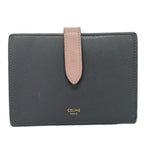 Celine 2 Folding Wallet Grey Light Pink Leather