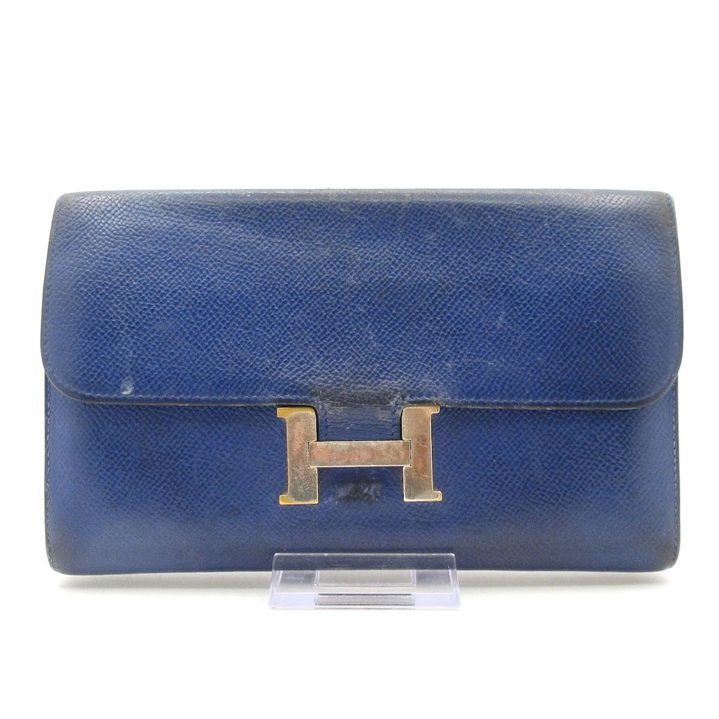 Hermes Wallet Constance Long Blue Electric Silver