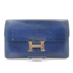 Hermes Wallet Constance Long Blue Electric Silver