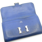 Hermes Wallet Constance Long Blue Electric Silver — view 3