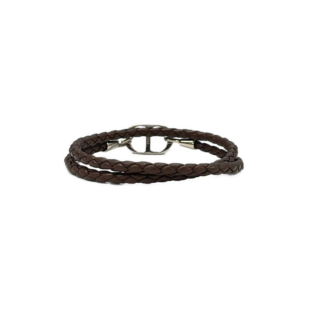 Dior Bracelet Leather Dark Brown CD Motif Braid — view 3