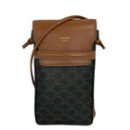 Celine Shoulder Bag Triomphe Phone Pouch Tan Smartphone Pochette