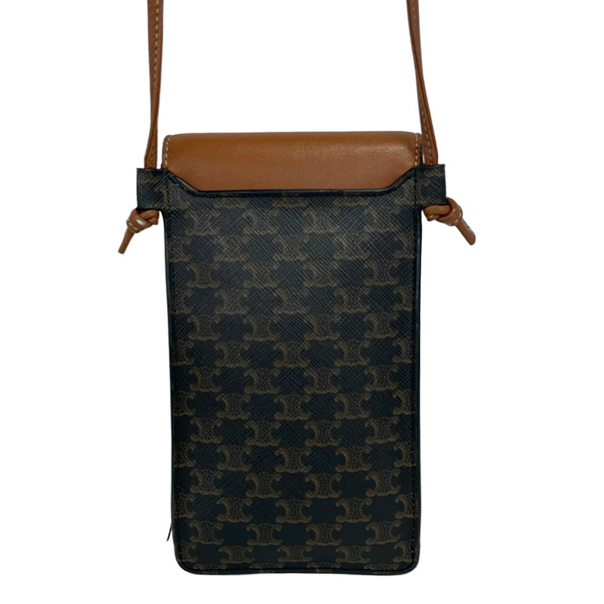 Celine Shoulder Bag Triomphe Phone Pouch Tan Smartphone Pochette — view 3