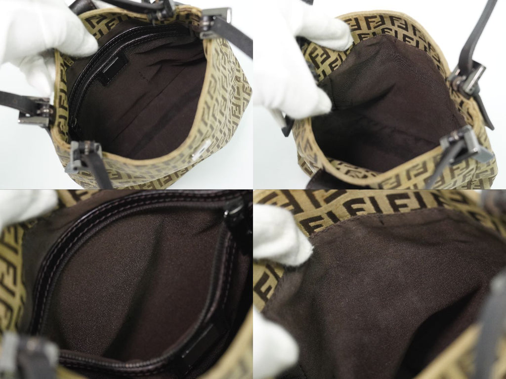 Fendi Zucchi Handbag Canvas Beige Zucchino Bag Second — view 8