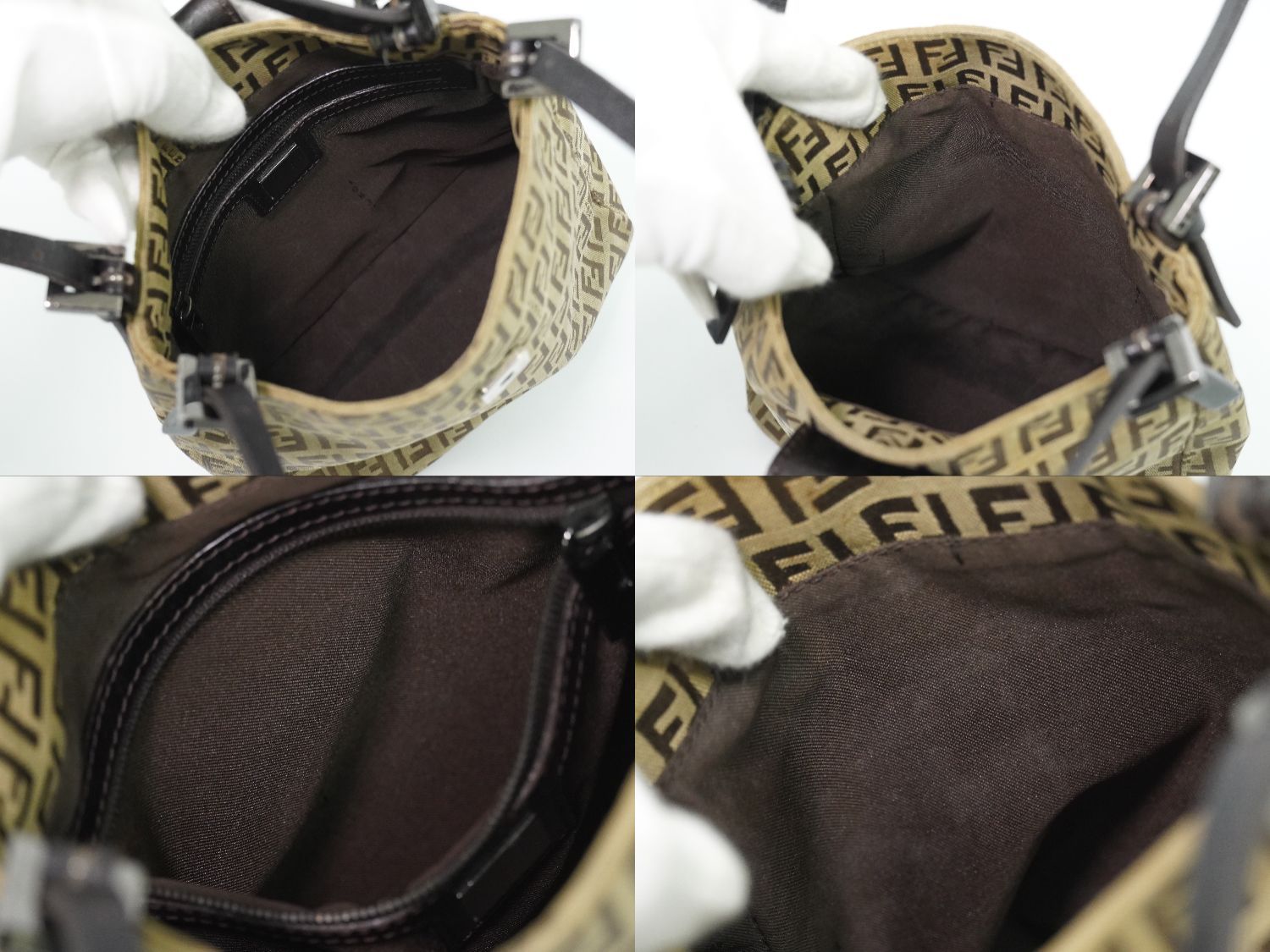 Fendi Zucchi Handbag Canvas Beige Zucchino Bag Second — view 8