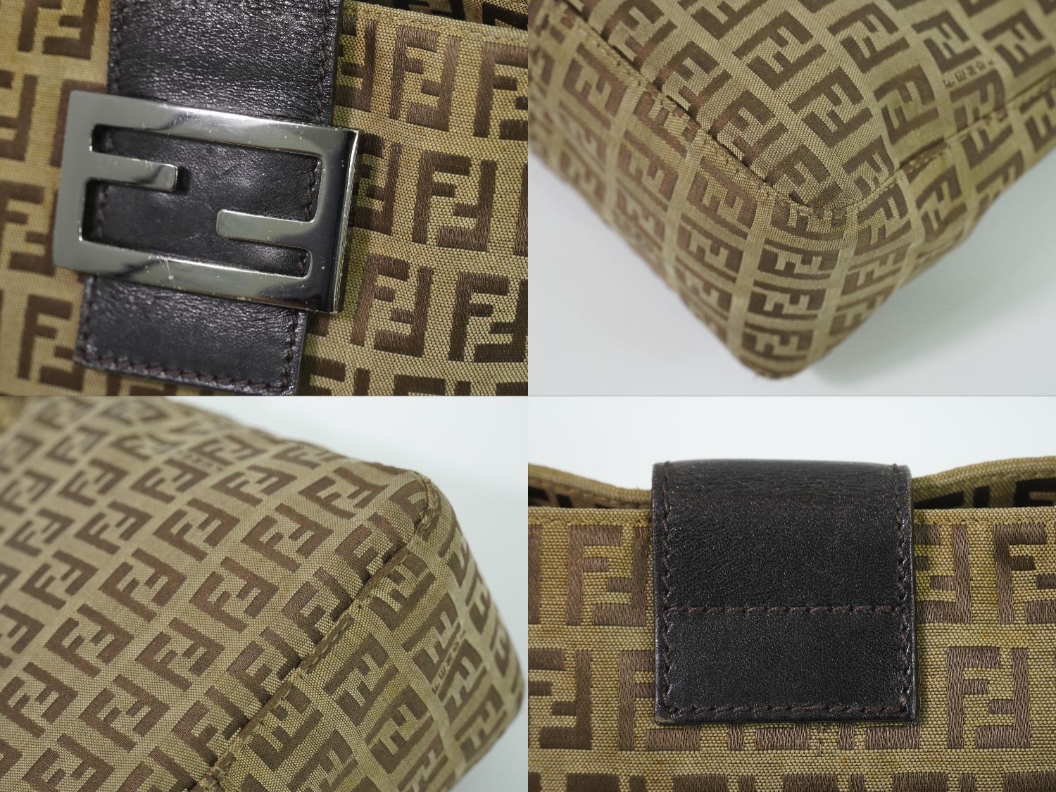 Fendi Zucchi Handbag Canvas Beige Zucchino Bag Second — view 7