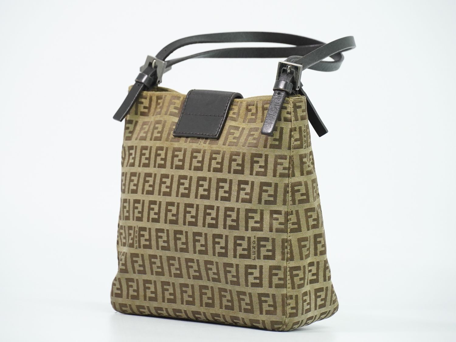 Fendi Zucchi Handbag Canvas Beige Zucchino Bag Second — view 2