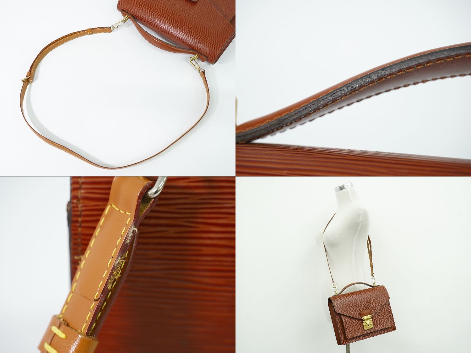 Louis Vuitton LV Monceau 28 Epi Leather 2-Way Shoulder Bag Brown Second — view 6