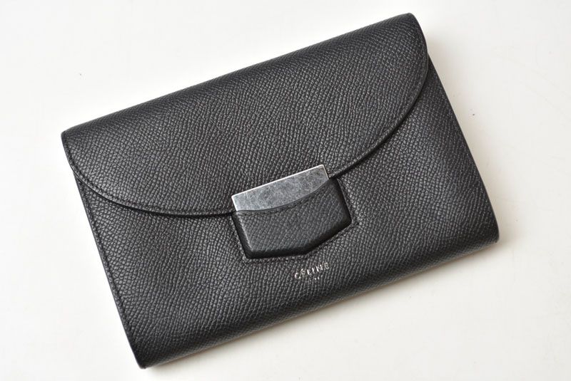 Celine Bi Foldwallet Trotter Flap Multi Black Leather — view 7