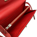 Hermes Wallet Kelly Long Rouge Kazak Silver — view 4
