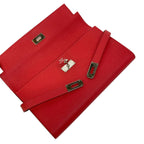 Hermes Wallet Kelly Long Rouge Kazak Silver — view 3