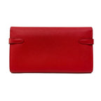 Hermes Wallet Kelly Long Rouge Kazak Silver — view 2