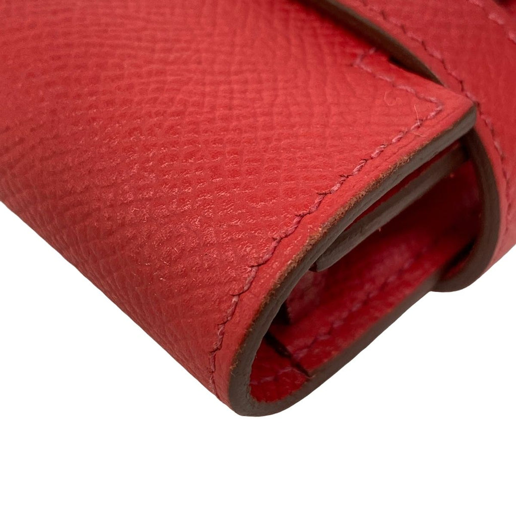Hermes Wallet Kelly Long Rouge Kazak Silver — view 8