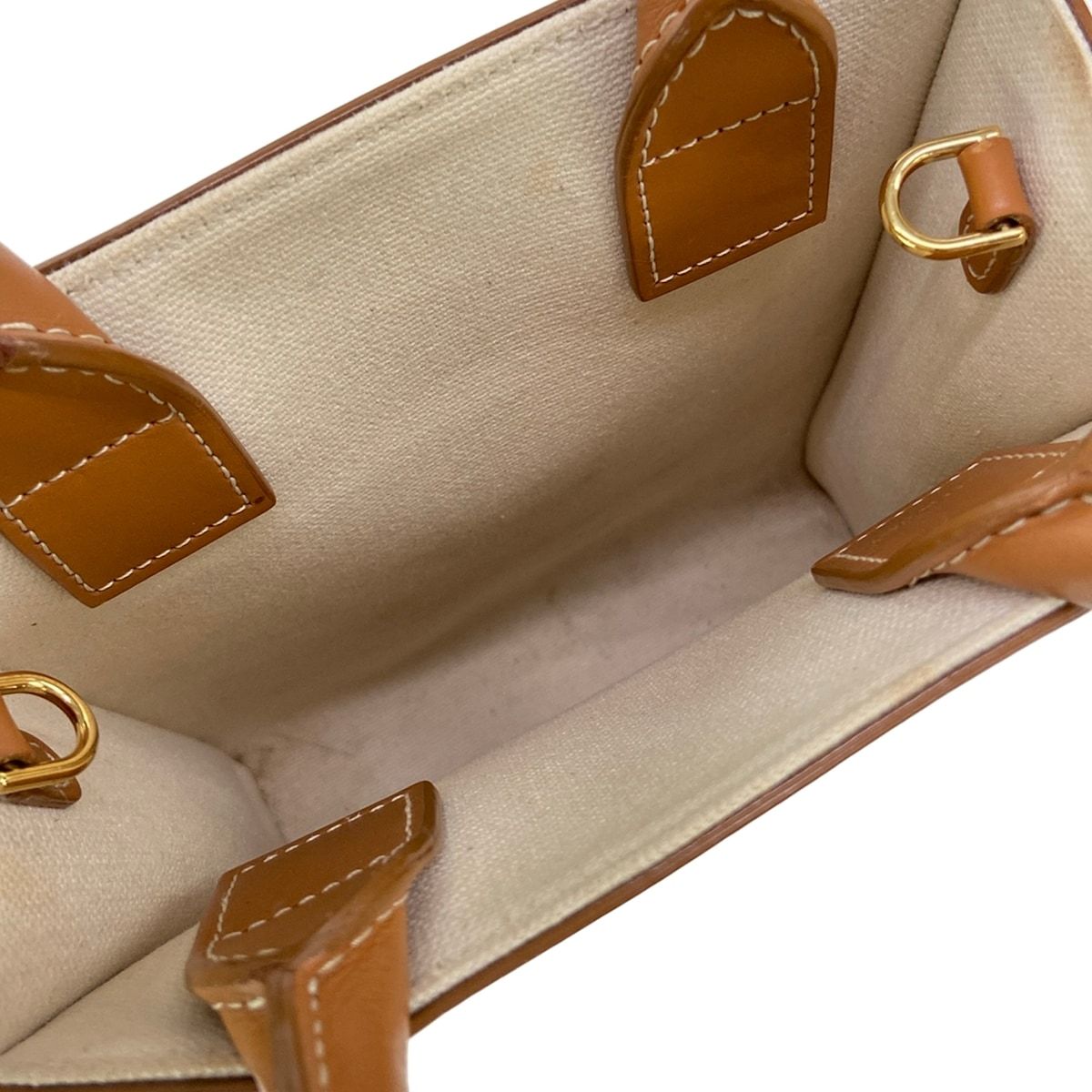 Celine Tote Mini Vertical Cover Ivory Light Brown Black Leather — view 7