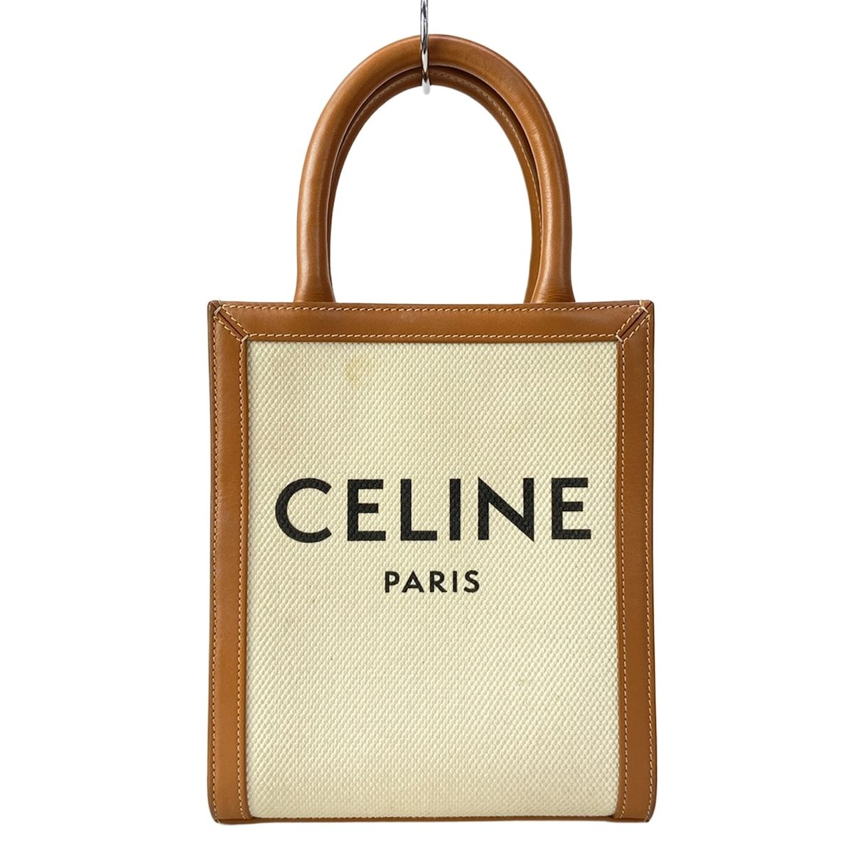Celine Tote Mini Vertical Cover Ivory Light Brown Black Leather