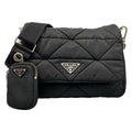 Prada Shoulder Bag Padded Re-Nylon Bag Black Strap Removable