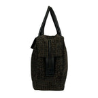 Fendi Boston Bag Zucchino Pattern Dark Brown No Lock Leather — view 4