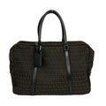 Fendi Boston Bag Zucchino Pattern Dark Brown No Lock Leather
