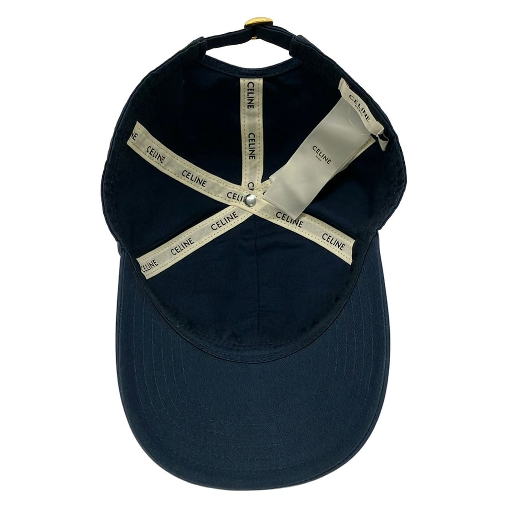 Celine Cap L Initial Baseball Cap Dark Navy Ivory Cotton — view 4